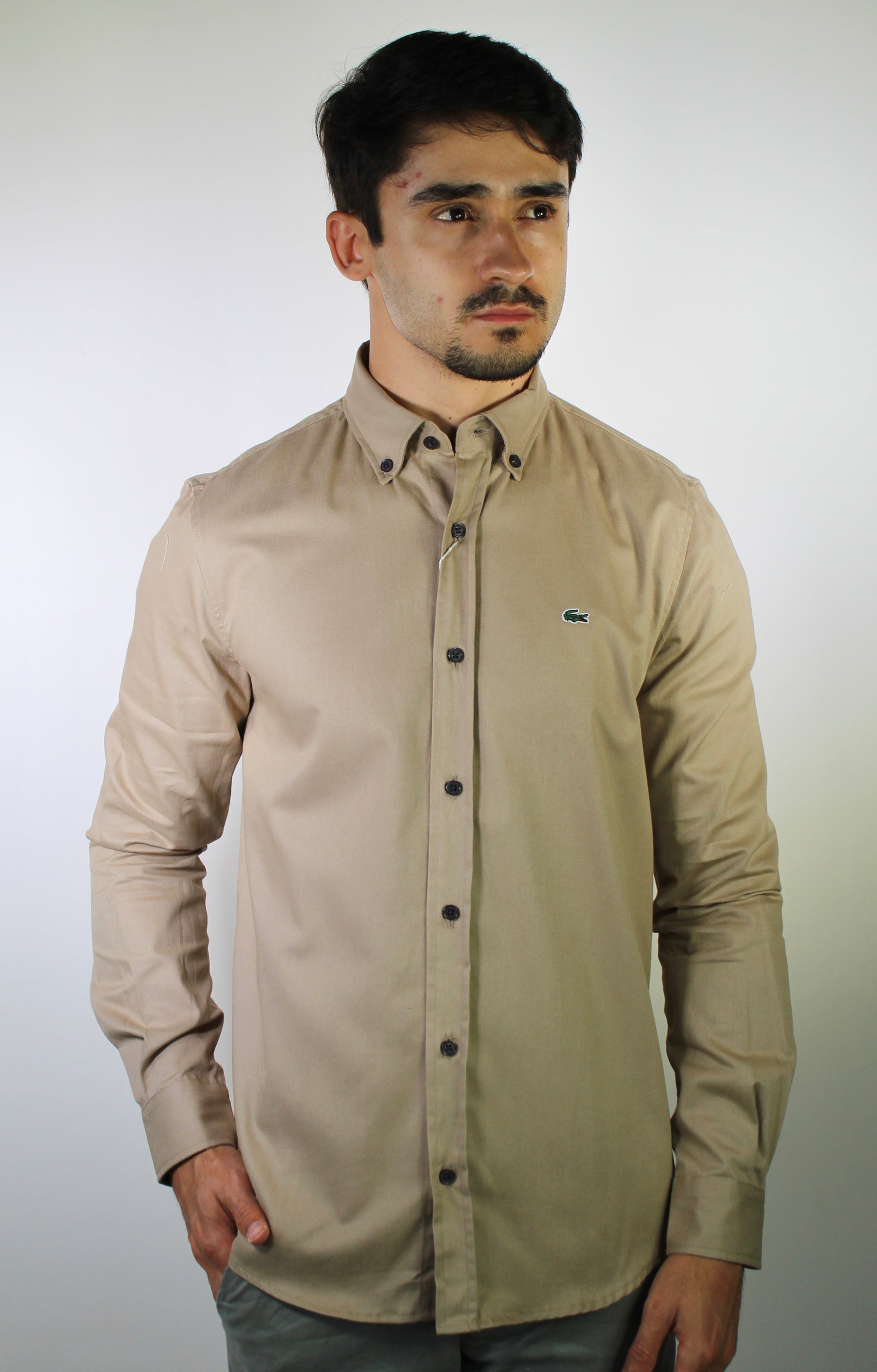 Camisa Social LCT Signature Manga Longa - Cáqui