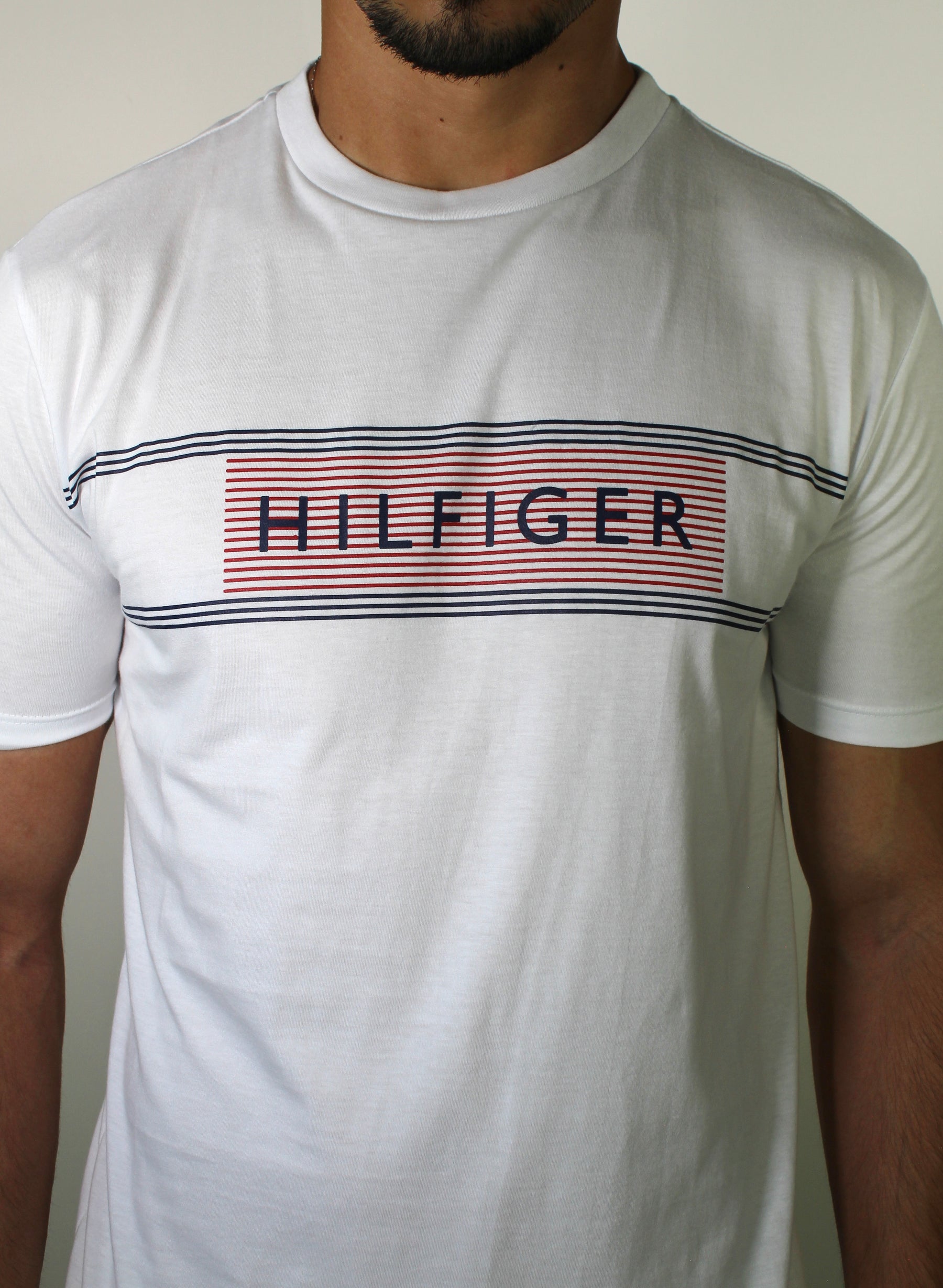 Camiseta TH Retro Striped Logo - Branca