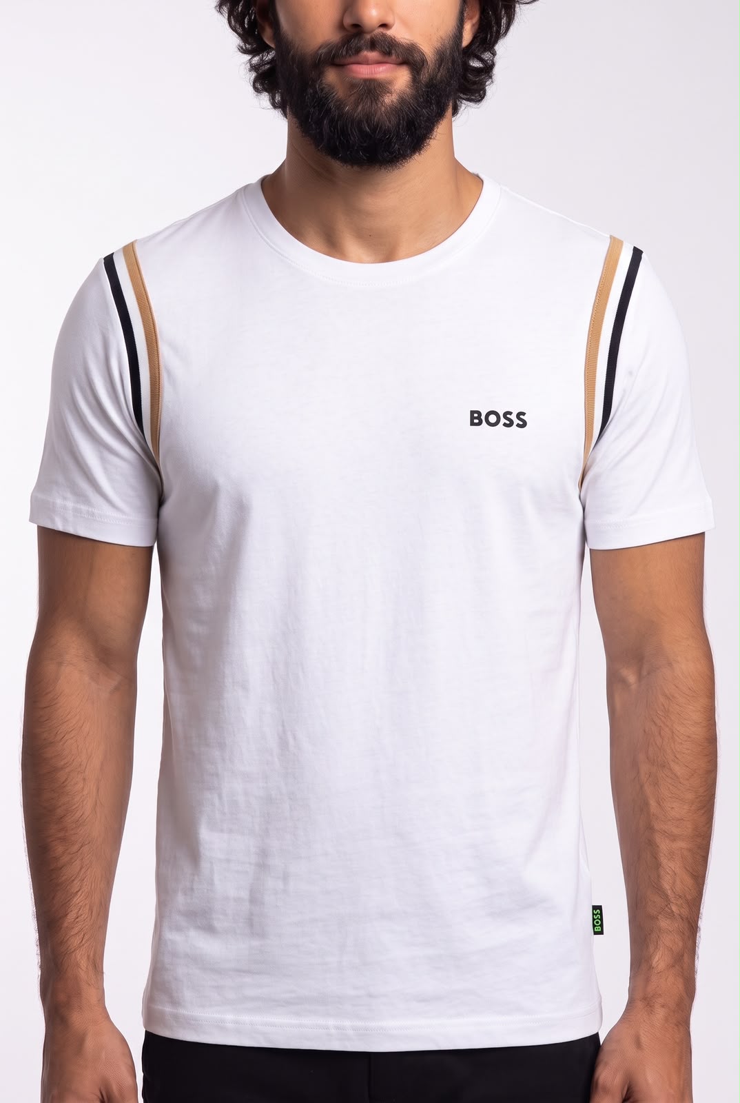 Camiseta Boss Contrast Dual Stripe - Off White