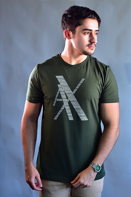 Camiseta Armani Exchange AX Word Cloud - Verde Musgo