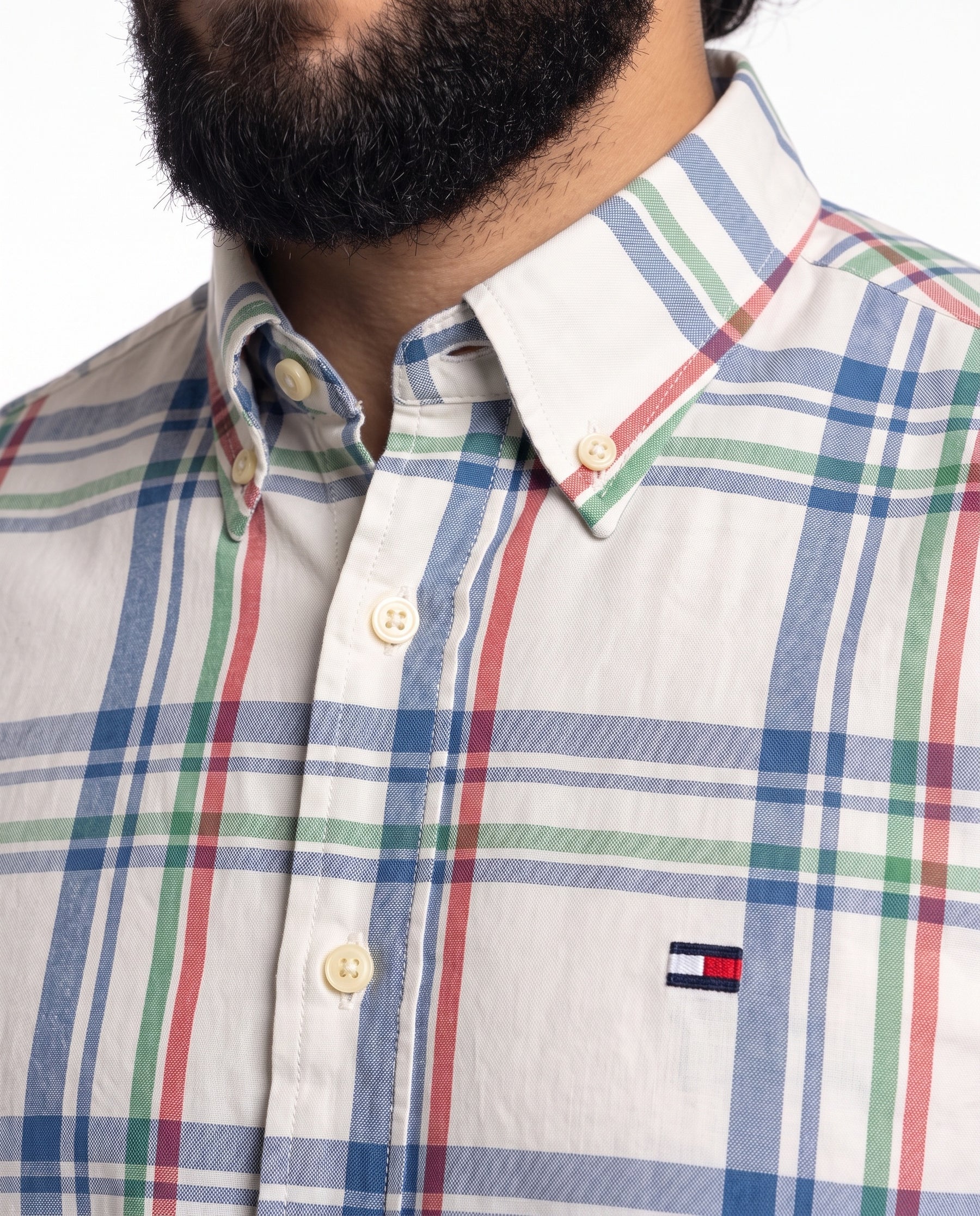 Camisa Manga Oxford Longa TH - Nashville Grid Xadrez Tricolor