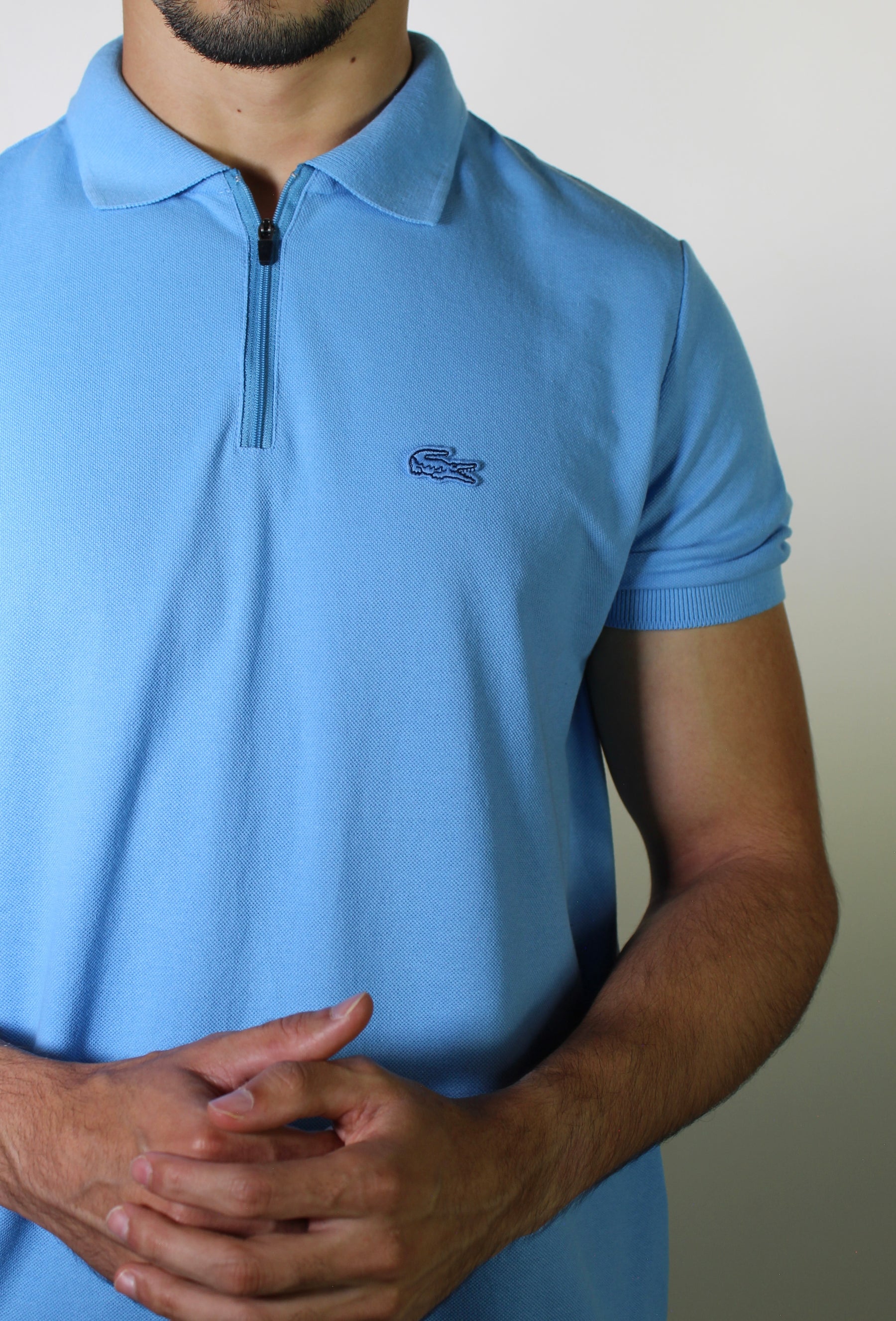 Camisa Gola Polo LCT Front Zipper - Azul Bebê