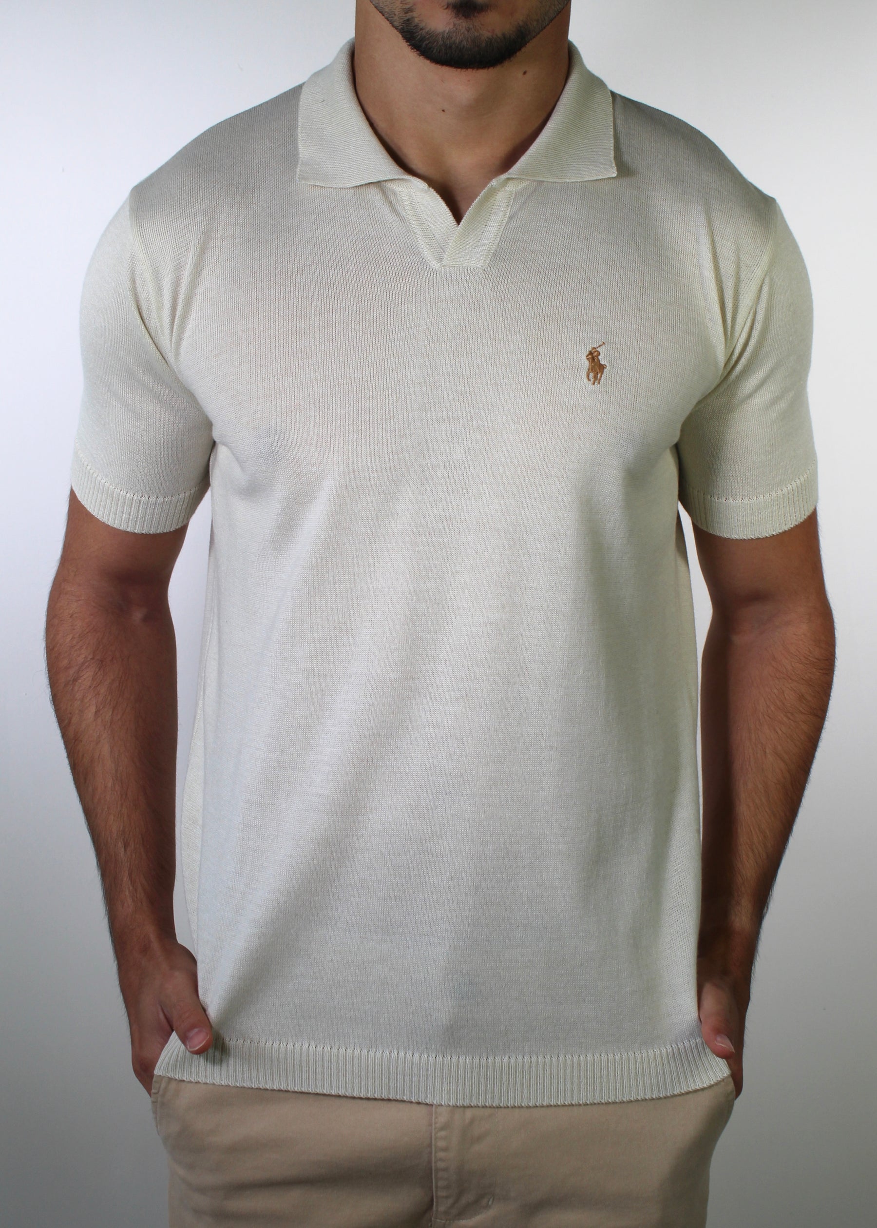 Camisa RL Polo Tricot Gola V - Creme