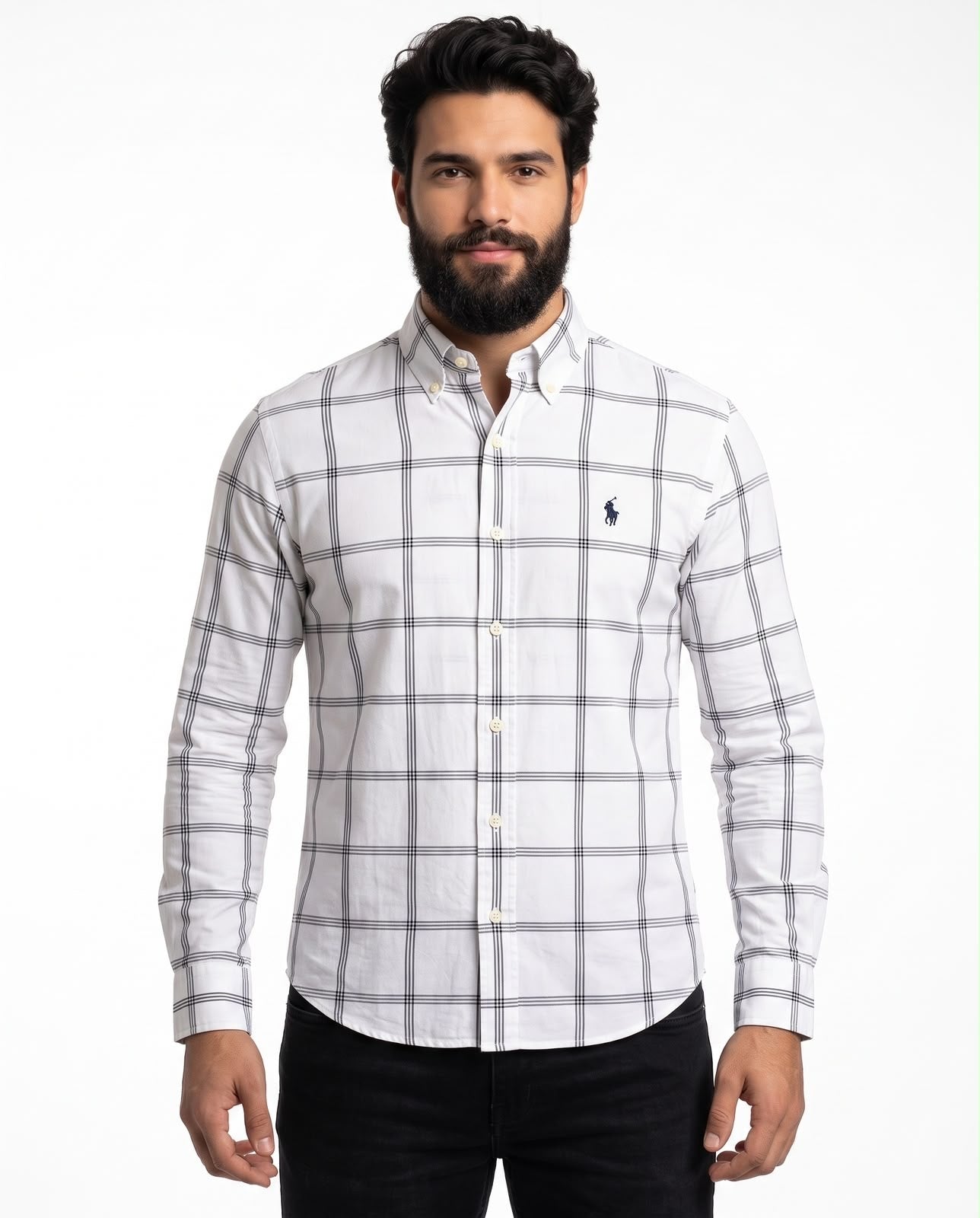 Camisa RL Manga Longa - Richmond Grid Xadrez Preto