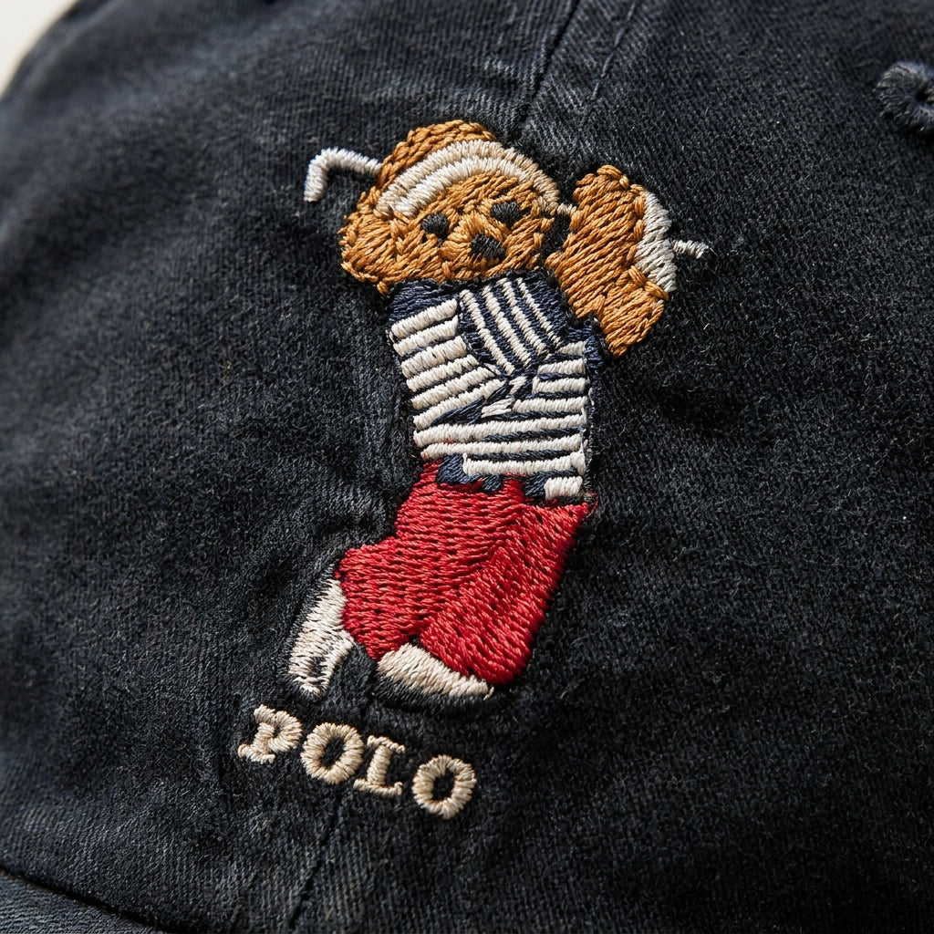 Boné Polo RL Golf Bear - Preto Estonado