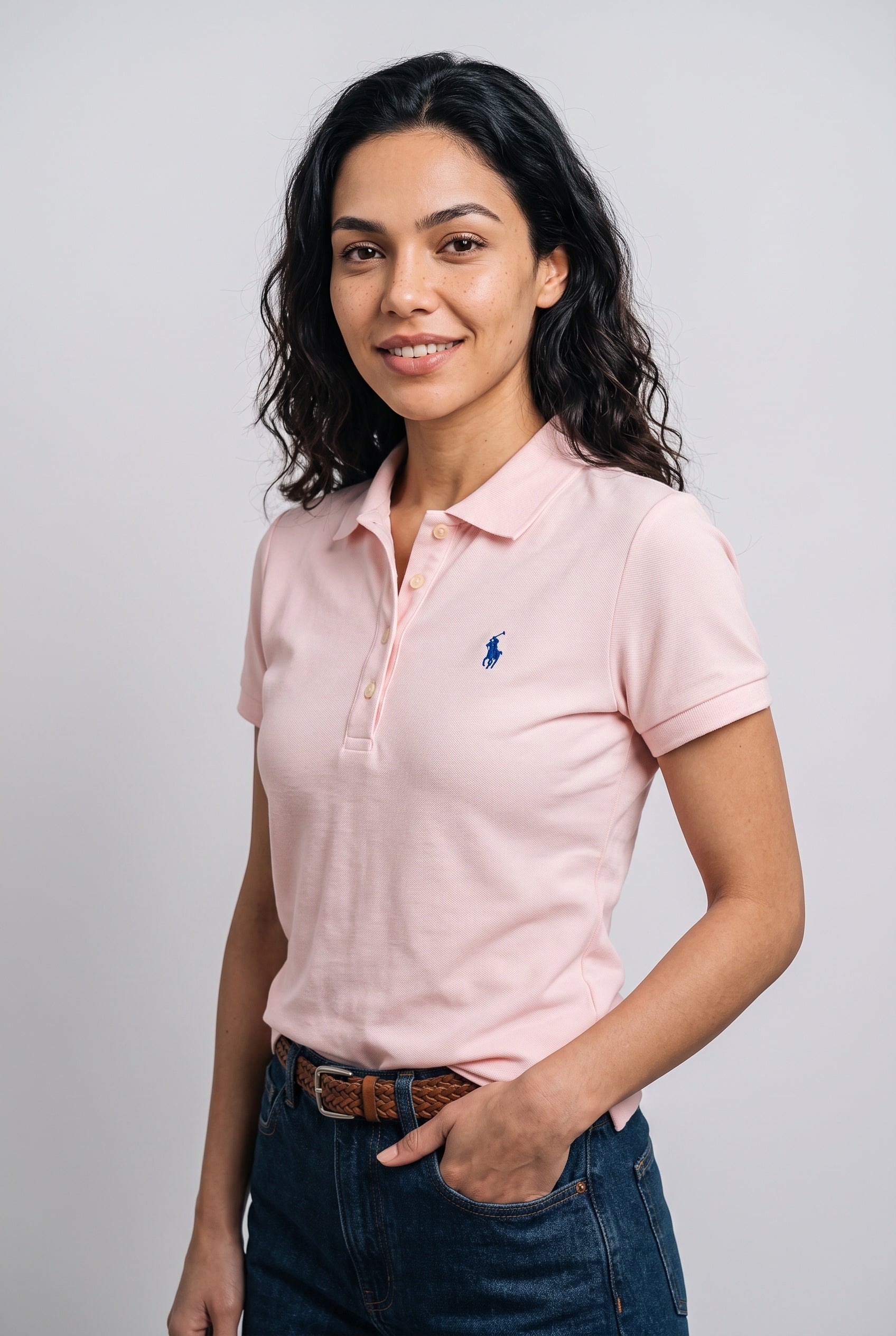Gola Polo Feminina RL Palm Club - Rosa Small Pony Azul Marinho