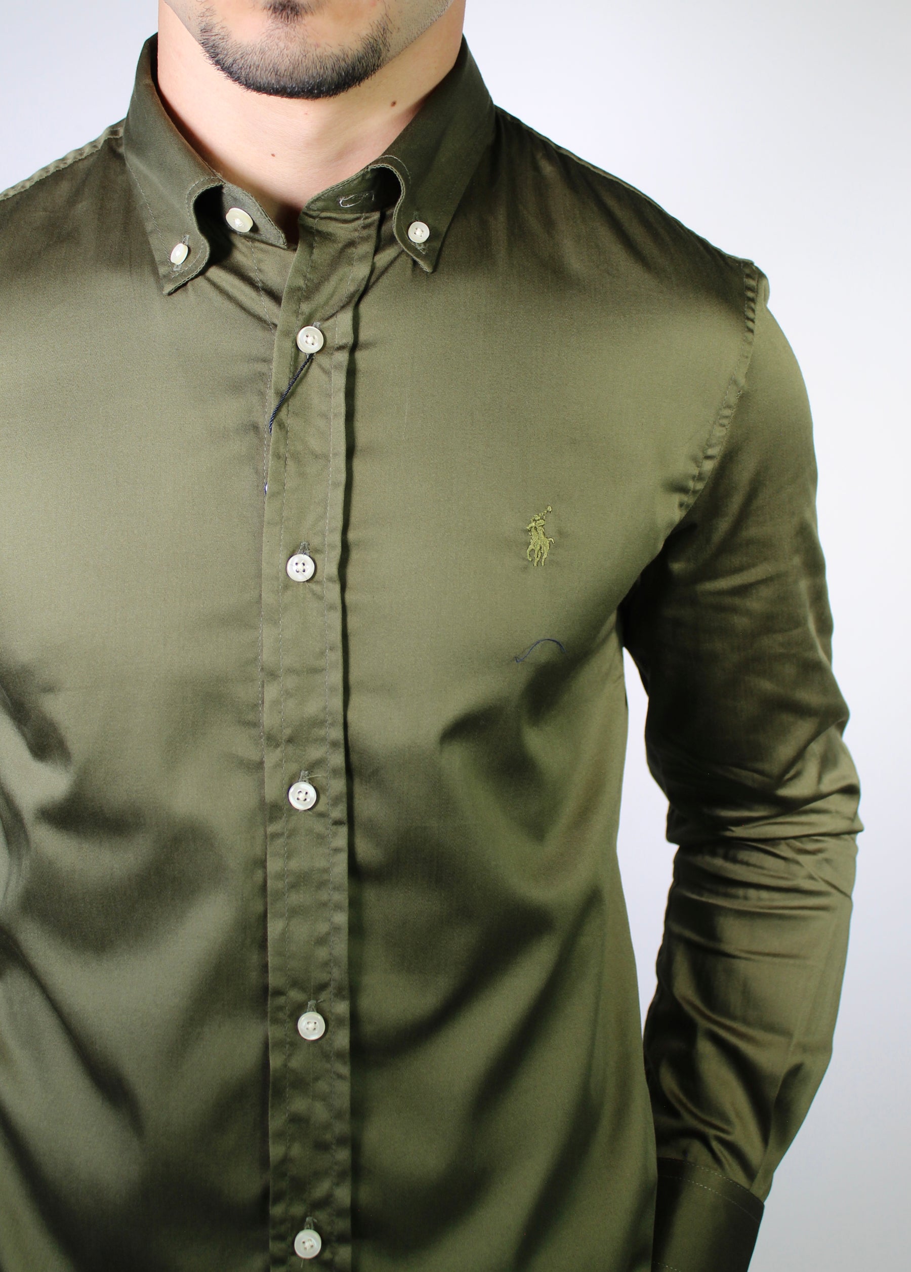 Camisa Social RL Acetinada Manga Longa - Verde Musgo
