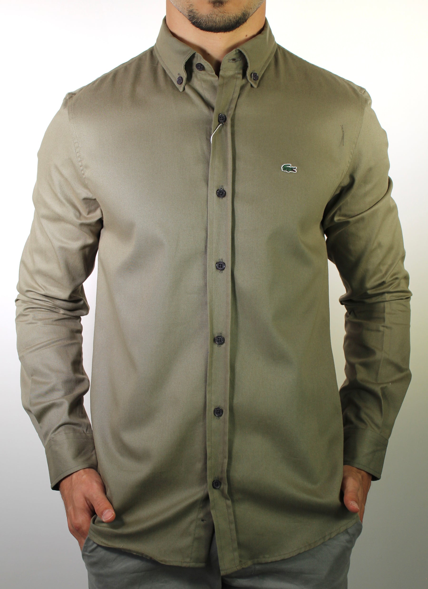 Camisa Social LCT Signature Manga Longa - Verde Army