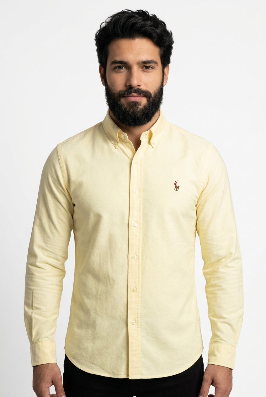Camisa Social Lisa RL Manga Longa - Amarela