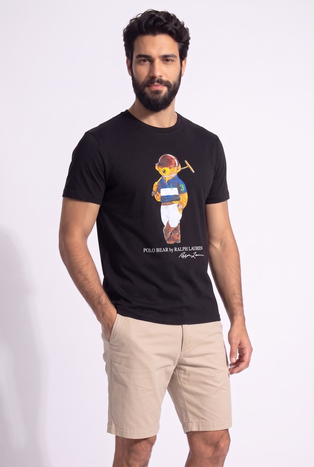Camiseta RL Sport Icon Polo Rider Bear - Preta