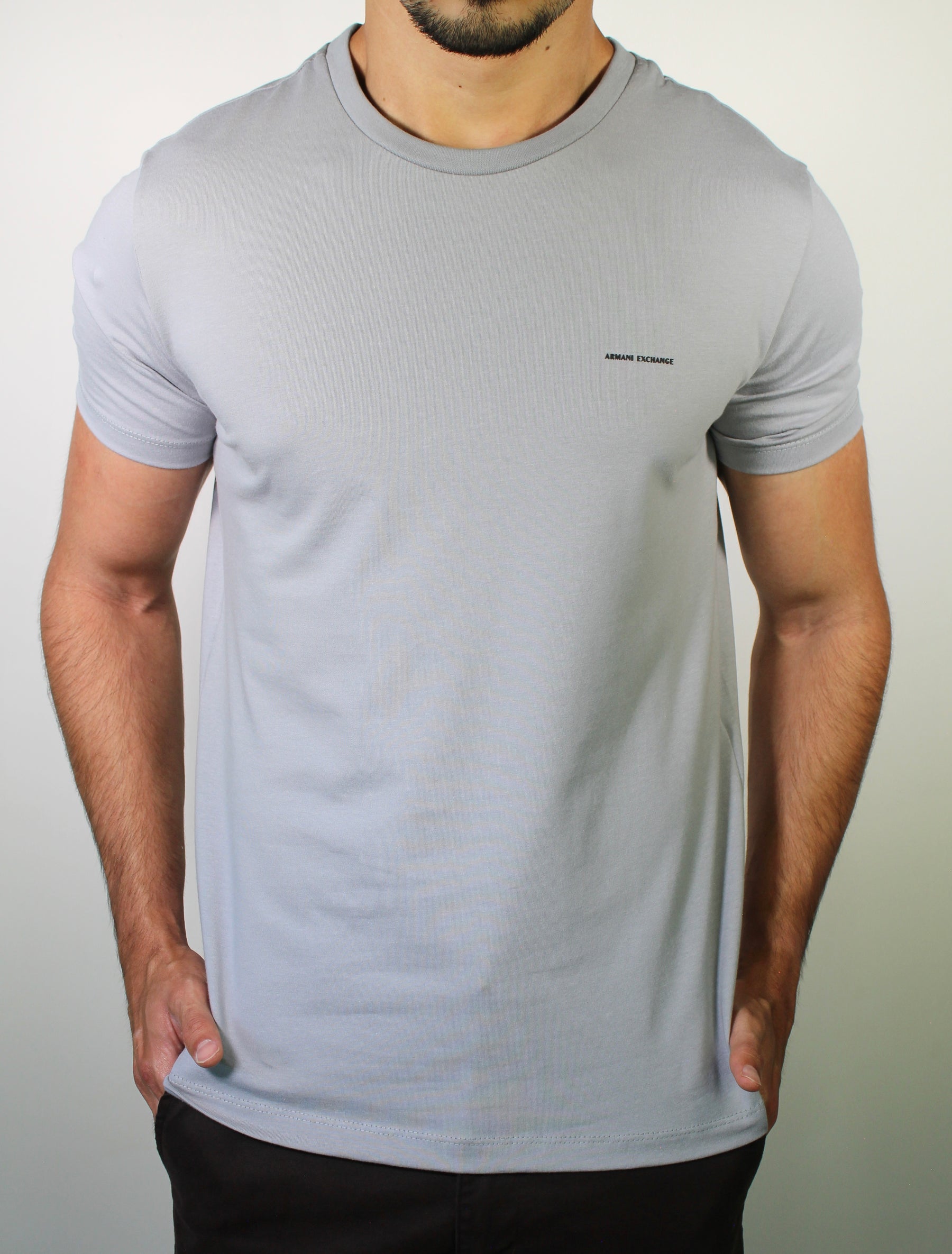 Camiseta AX Side Logo Line - Cinza