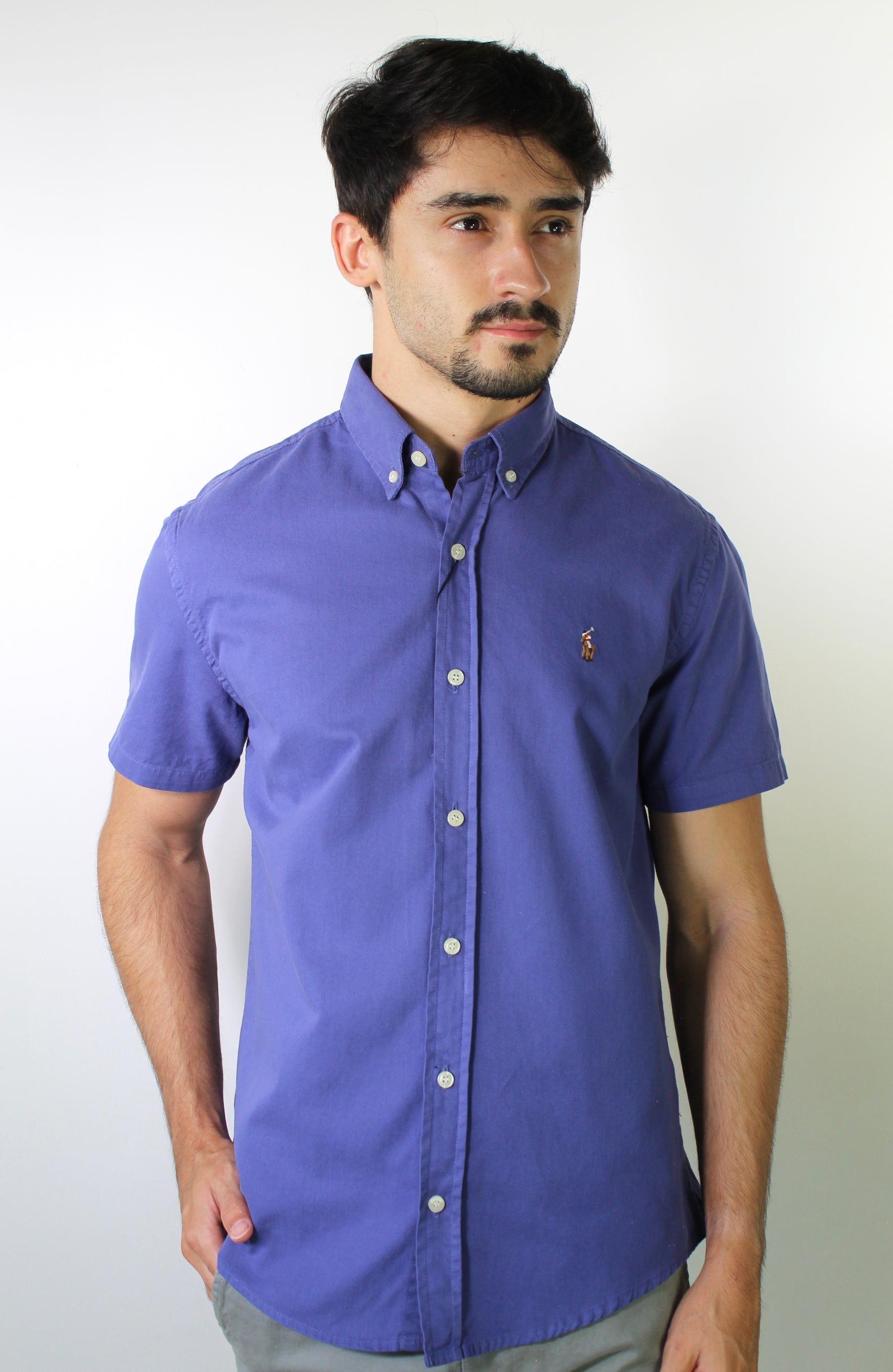 Camisa Social Manga Curta RL - Azul Lavanda