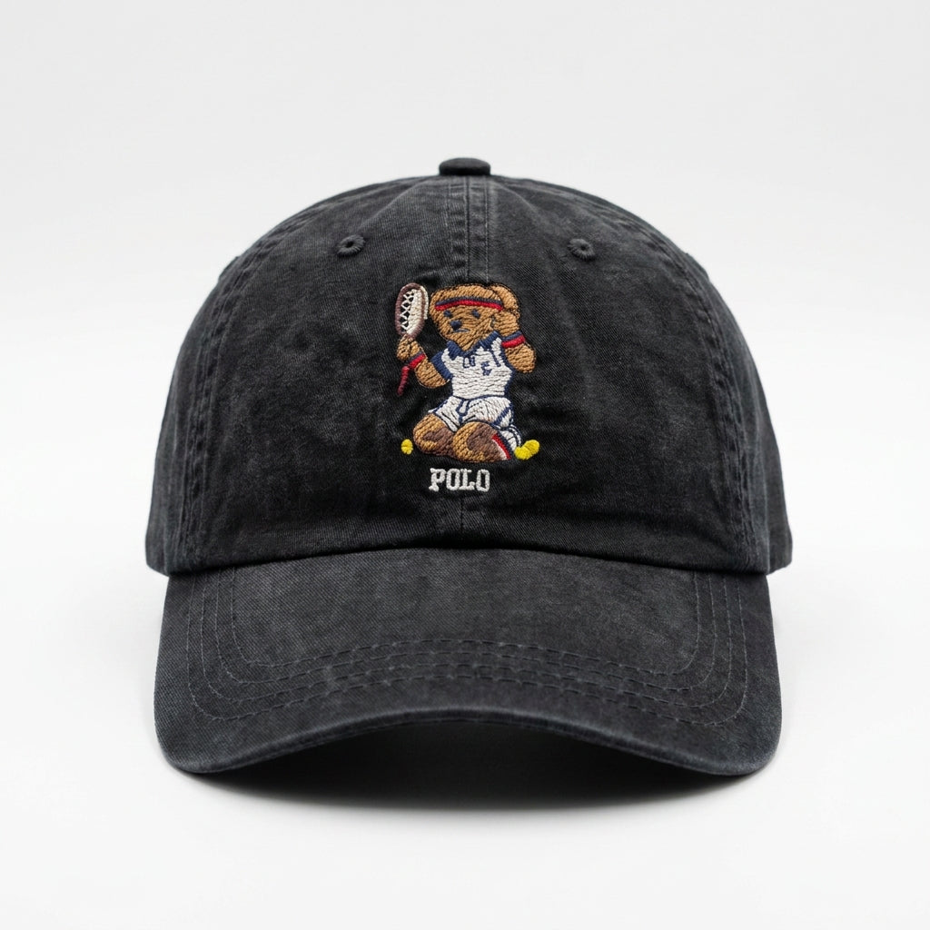 Boné Polo RL Tennis Bear - Preto Estonado