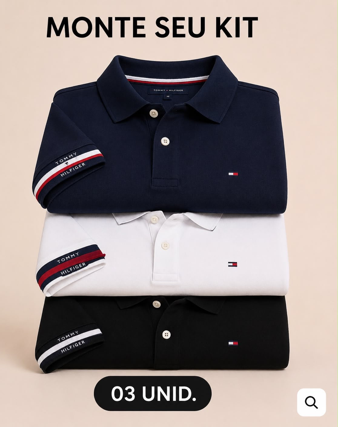 Combo 03 Camisas Gola Polo TH Sleeve Stripe