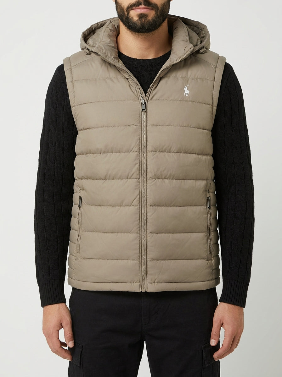 Colete RL Puffer City Heat - Bege Acinzentado
