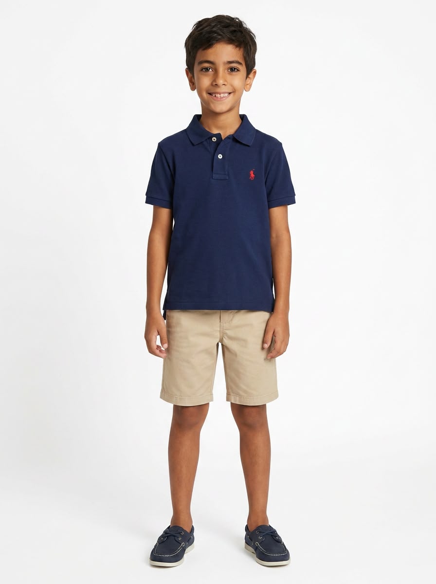 Camisa Gola Polo Infantil RL - Azul Marinho Small Pony Vermelho