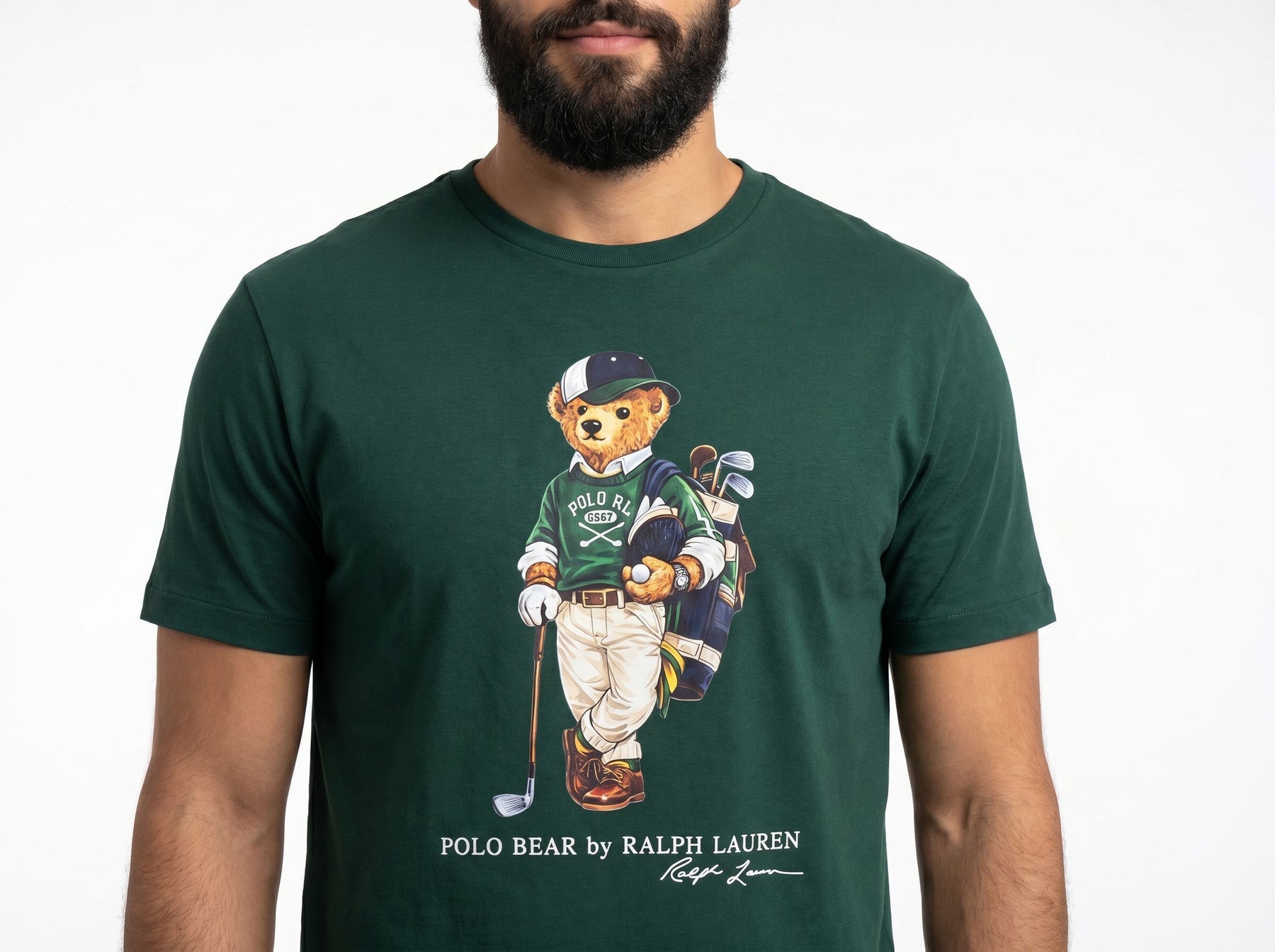 Camiseta RL Iconic Bear Golf Club - Verde Musgo