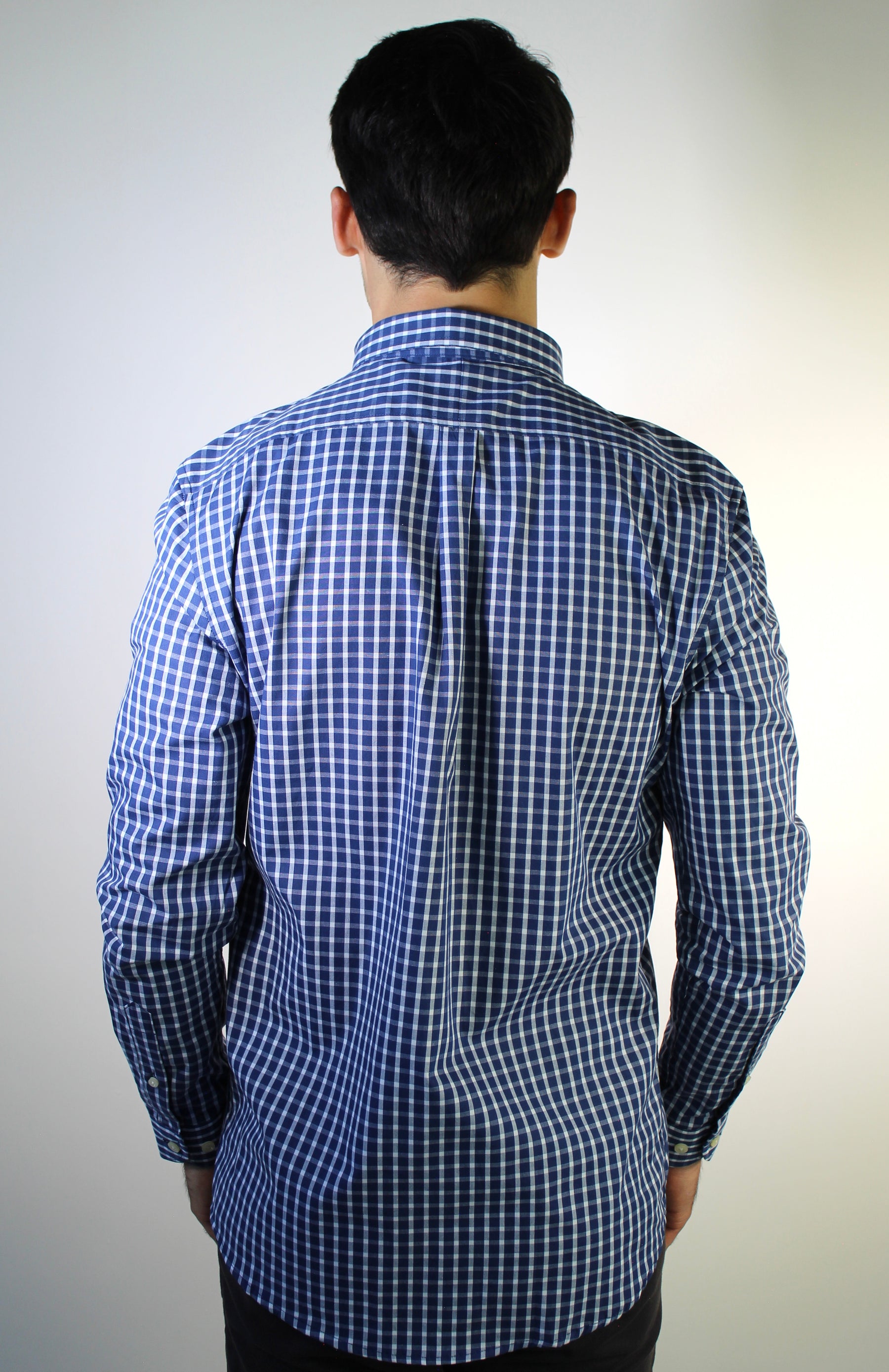 Camisa Social RL Manga Longa - Xadrez Azul Marinho e Gelo