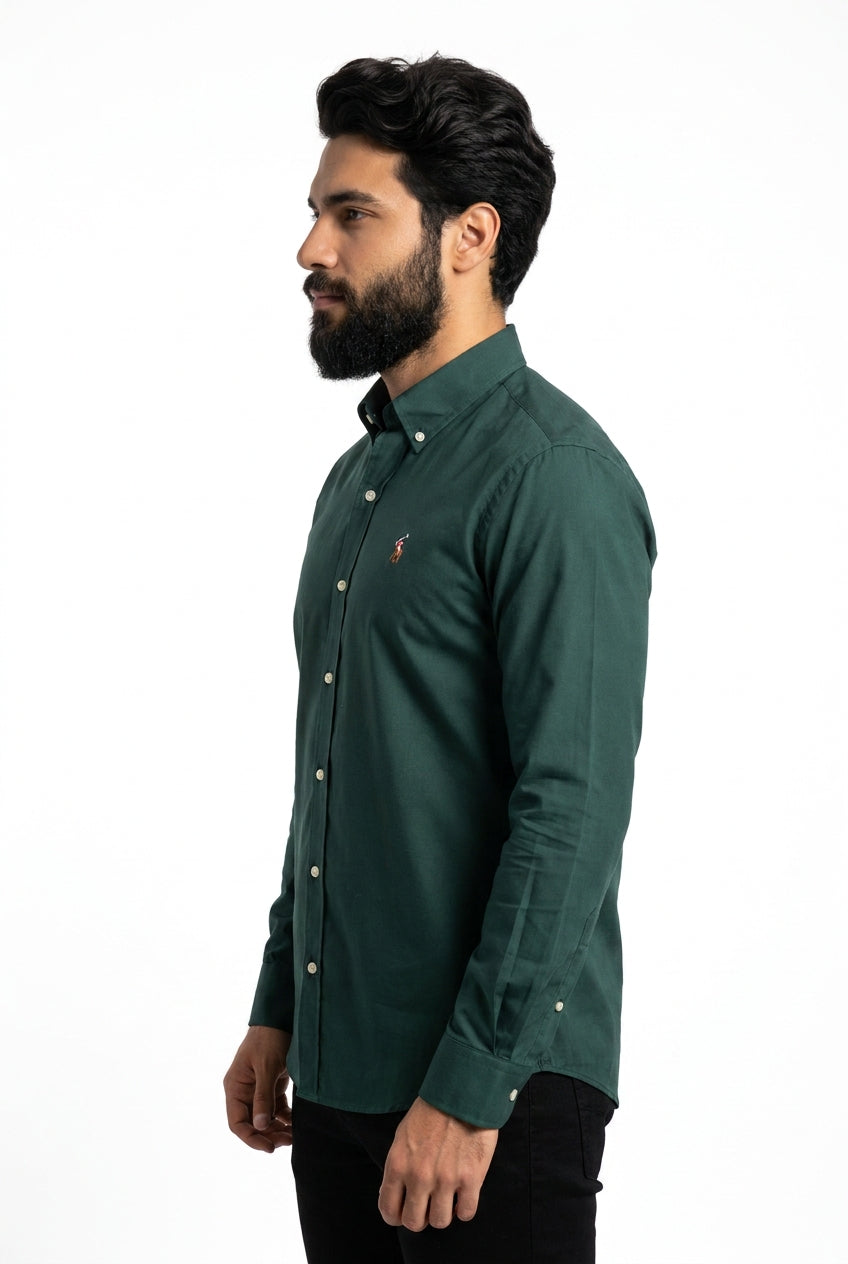 Camisa Social Lisa RL Manga Longa - Verde Floresta