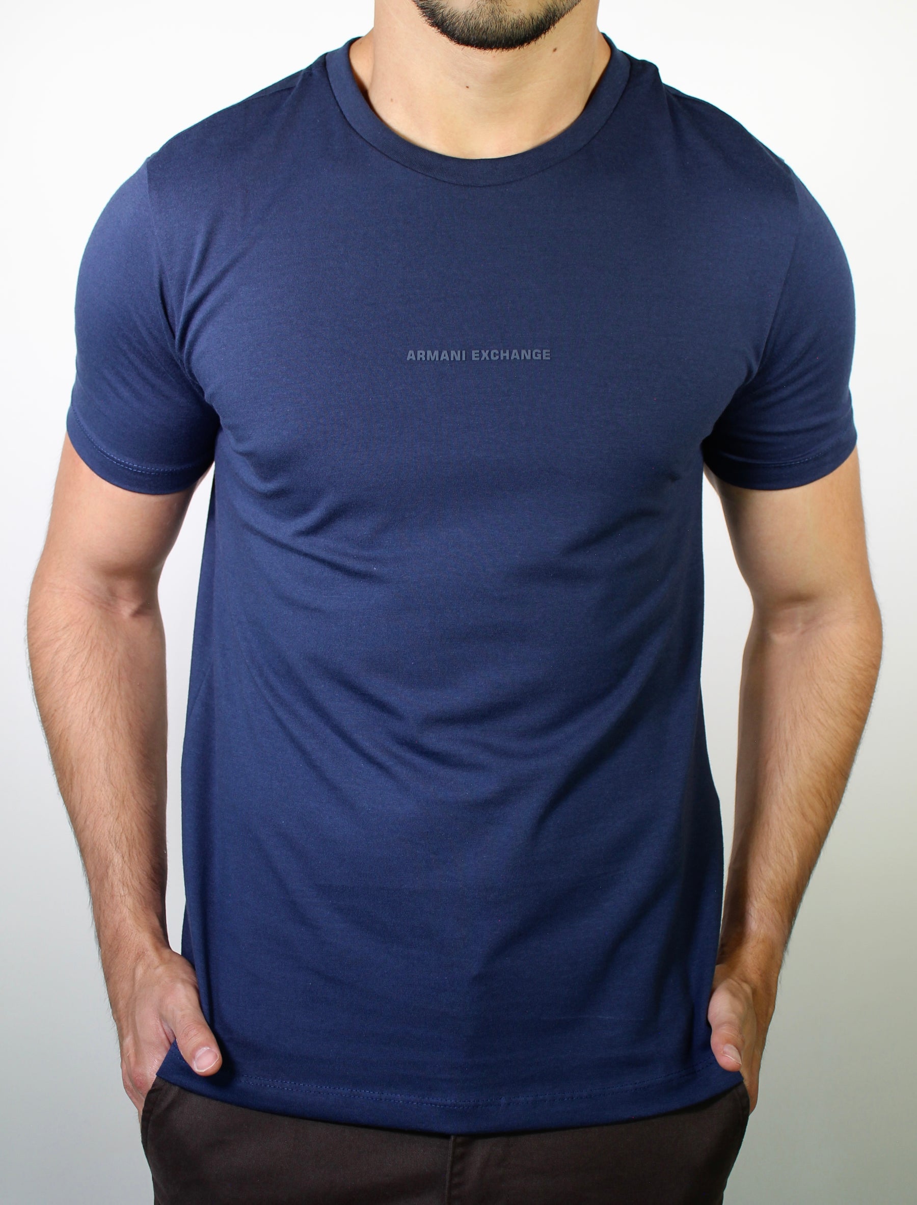 Camiseta AX Central Logo Minimal - Azul Marinho