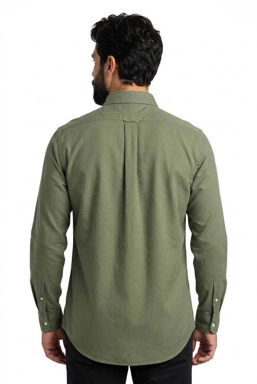 Camisa Social Lisa RL Manga Longa - Verde Musgo