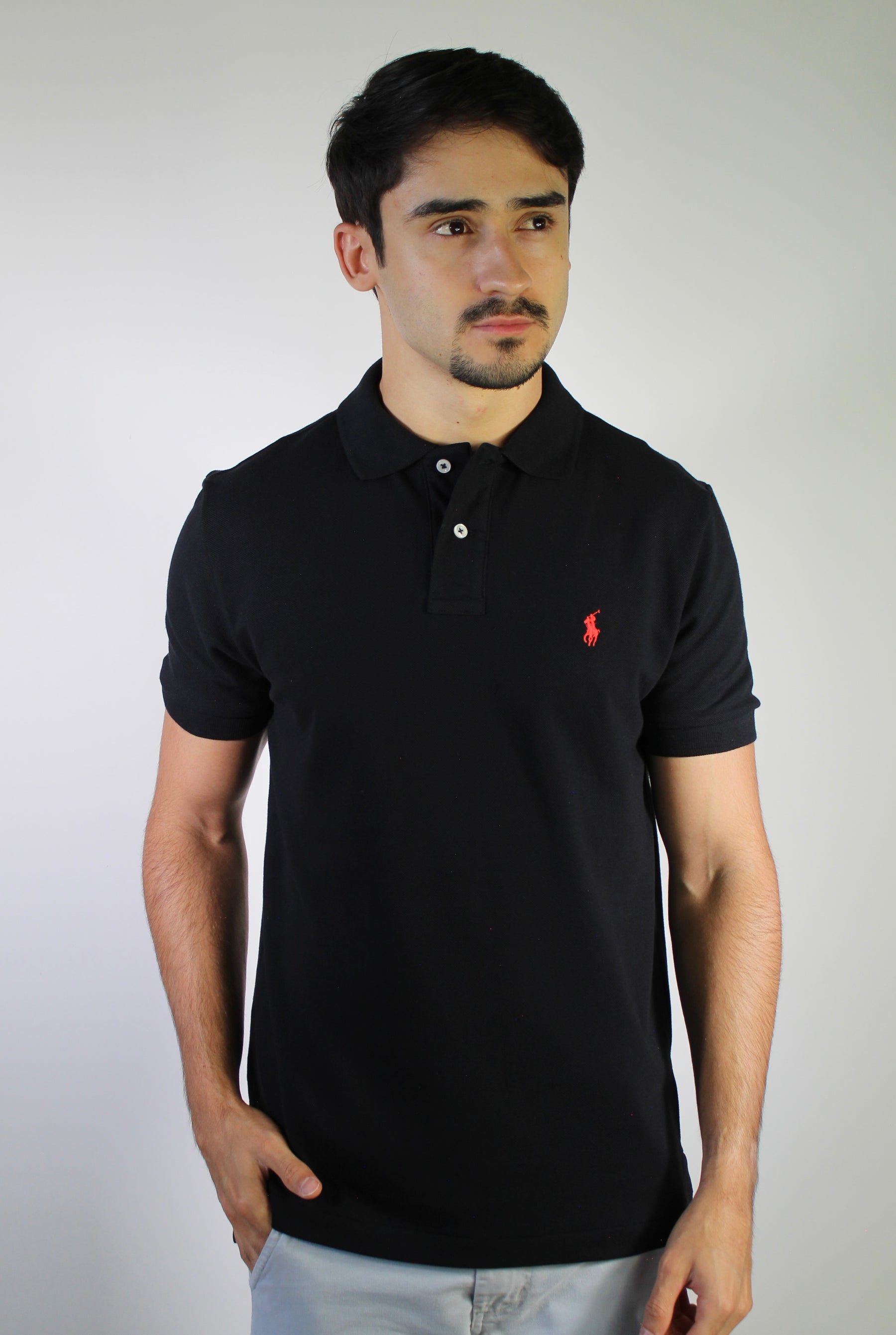 Camisa Gola Polo RL - Preta Small Pony Vermelho