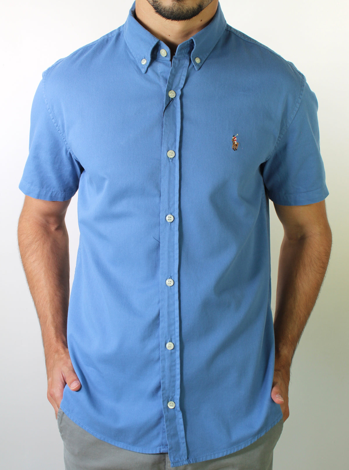 Camisa Social Manga Curta RL - Azul Médio