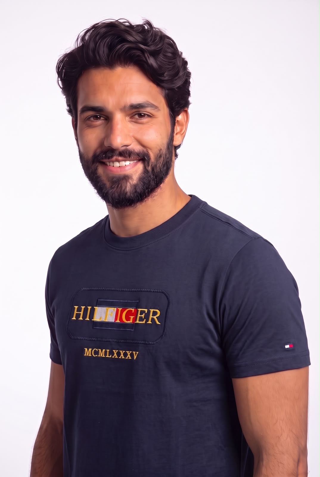 Camiseta TH Montauk Tricolor Badge - Azul Marinho