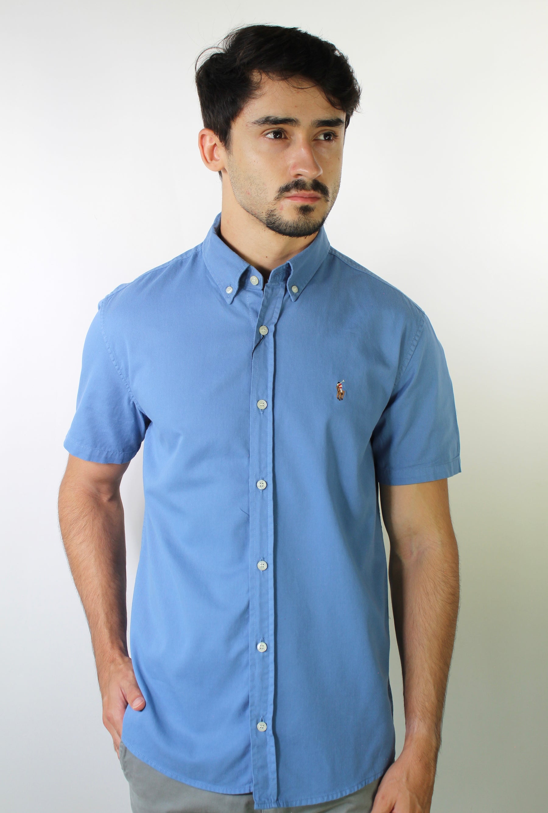 Camisa Social Manga Curta RL - Azul Médio