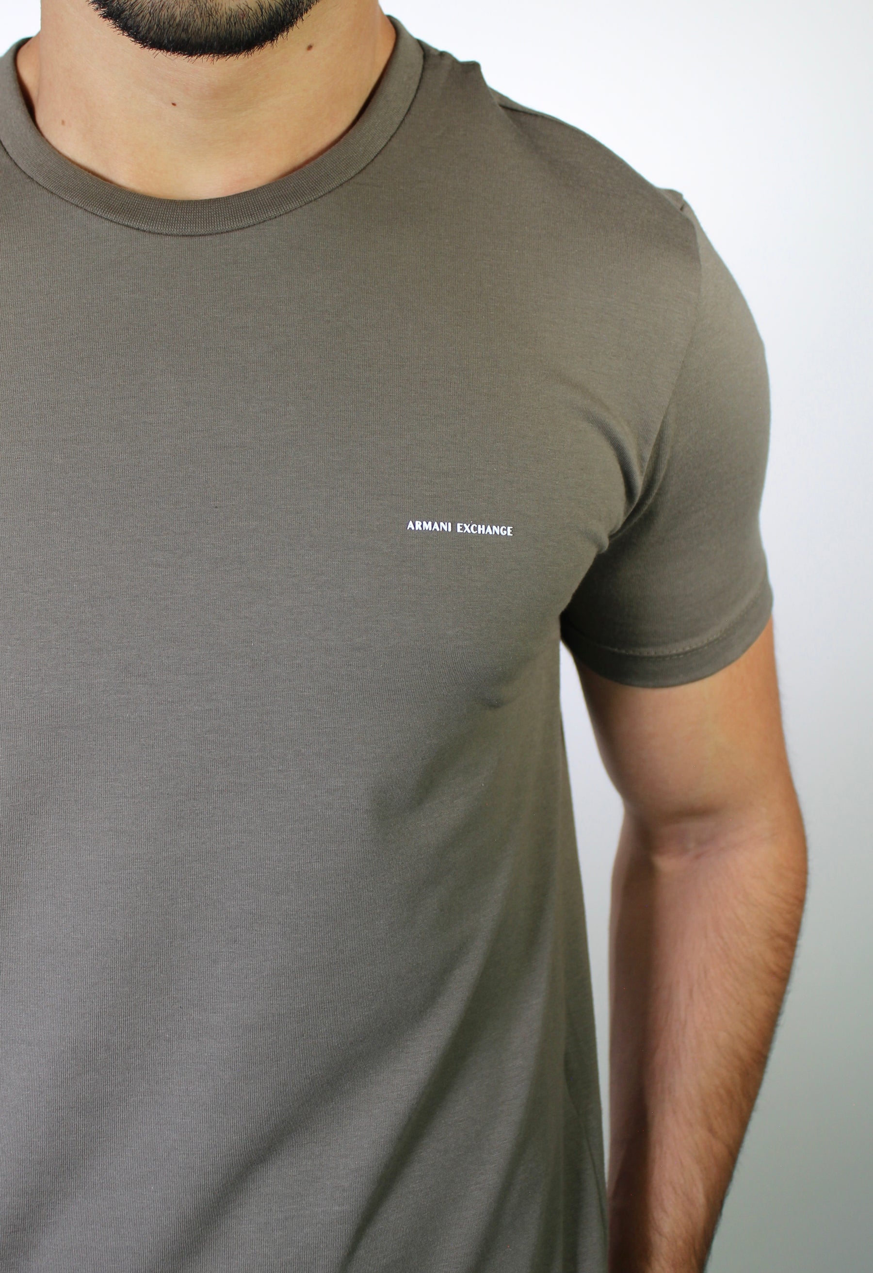 Camiseta AX Side Logo Line - Marrom Acinzentado