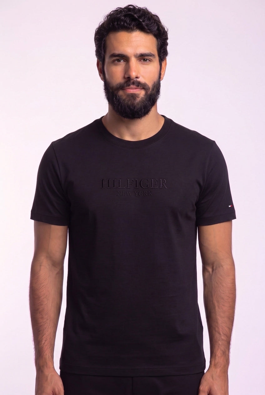 Camiseta TH Coopers Embroidery Tone - Preta