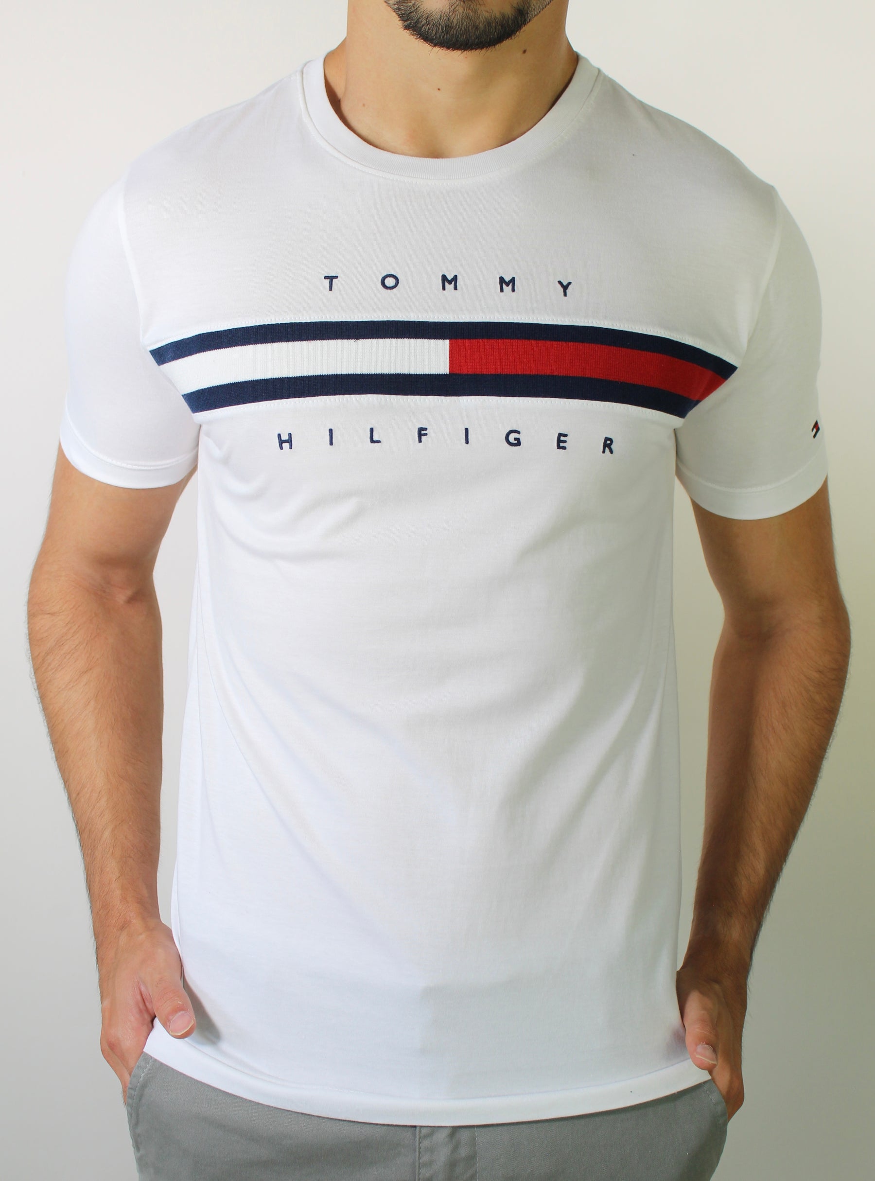 Camiseta TH Flag Stripe - Branca
