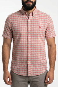 Camisa Social Manga Curta RL - Xadrez Rosewood Grid Rosa