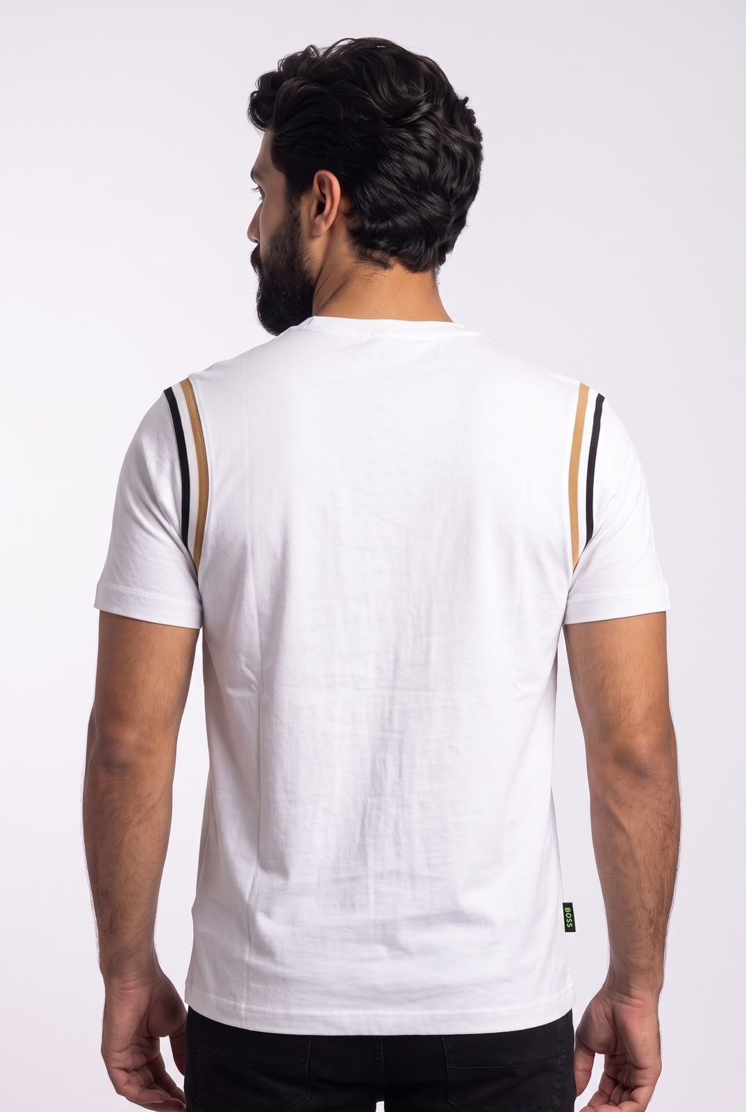Camiseta Boss Contrast Dual Stripe - Off White