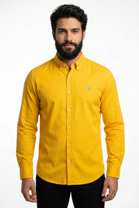 Camisa Social Lisa RL Manga Longa - Amarela Small Pony Azul