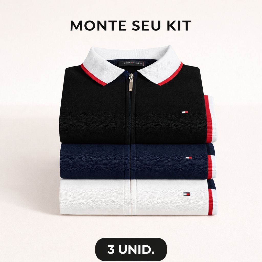 Combo 03 Camisas Gola Polo TH Stripe Zipper