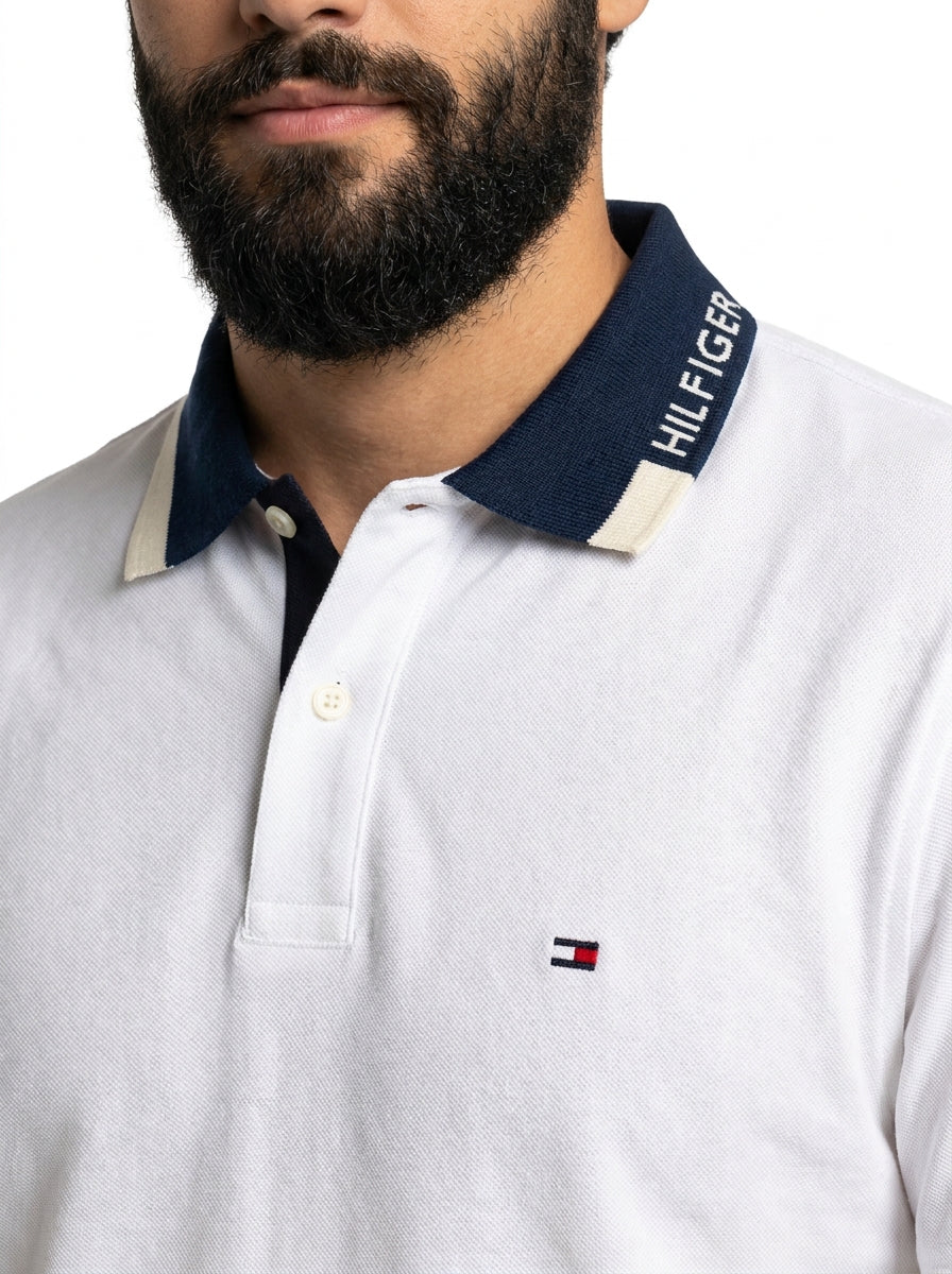 Camisa Gola Polo TH Trademark Contrast - Branca