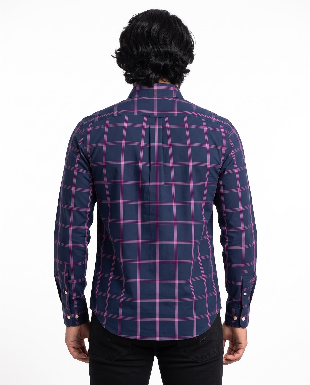 Camisa RL Manga Longa - Salisbury Grid Marinho Xadrez Rosa