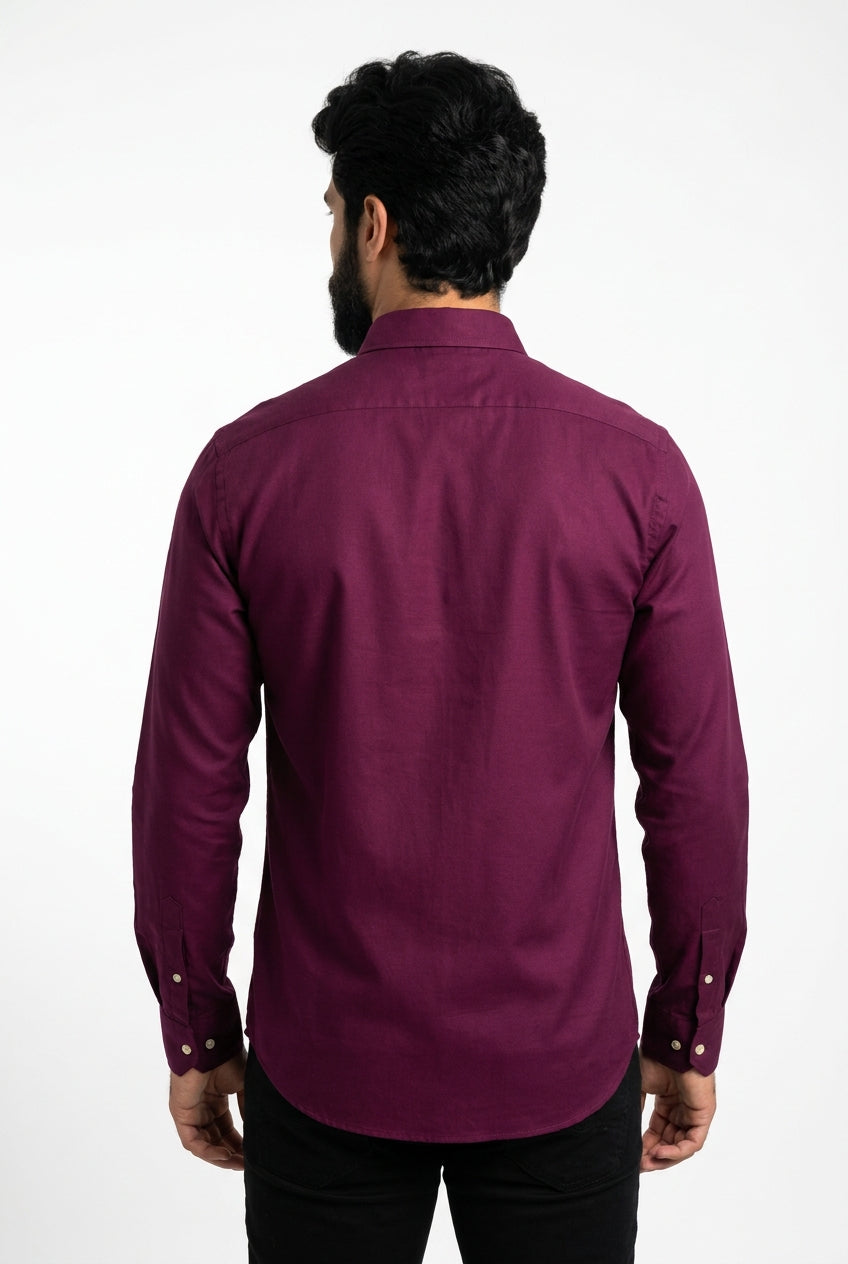 Camisa Social Lisa RL Manga Longa - Burgundy