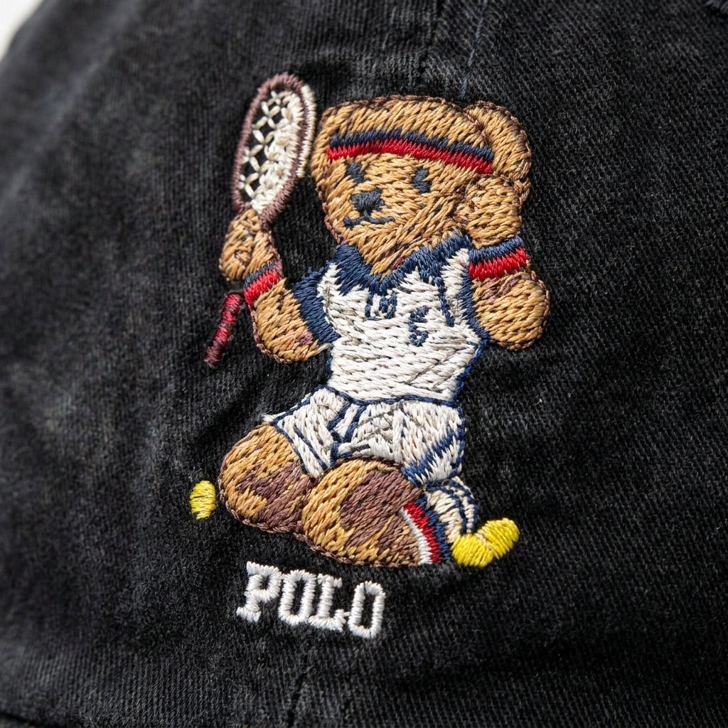 Boné Polo RL Tennis Bear - Preto Estonado