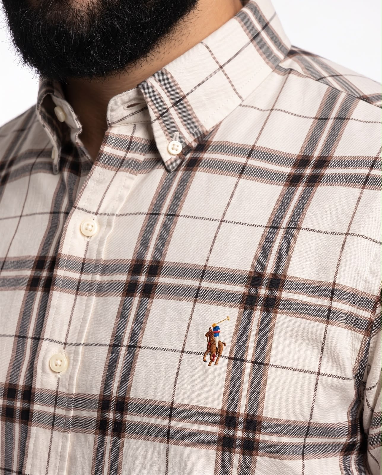 Camisa Manga Curta RL - Nottingham Check Xadrez Marrom