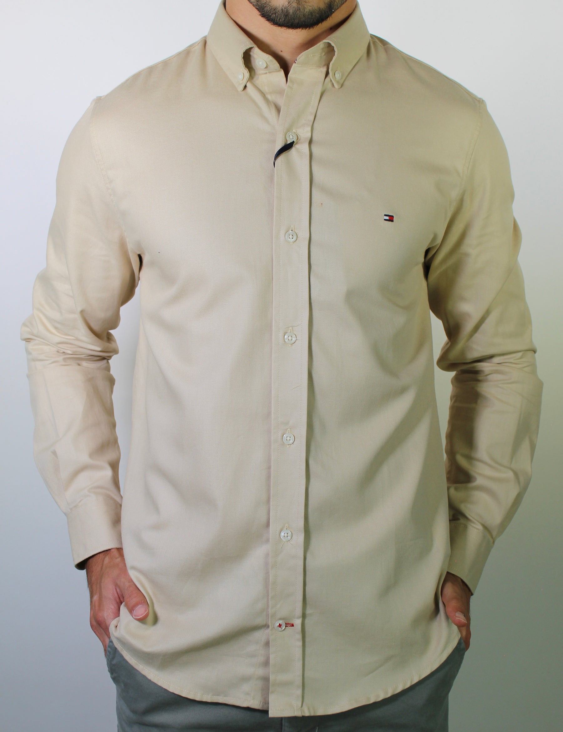 Camisa Social Lisa Manga Longa TH Classic - Cáqui