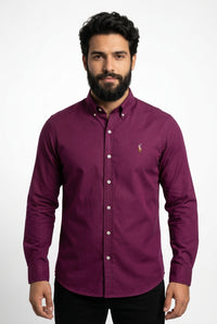 Camisa Social Lisa RL Manga Longa - Burgundy