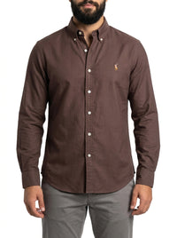 Camisa Social Lisa RL Manga Longa - Marrom