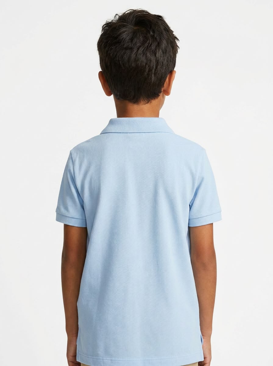 Camisa Gola Polo Infantil RL - Azul Bebê Small Pony Branco