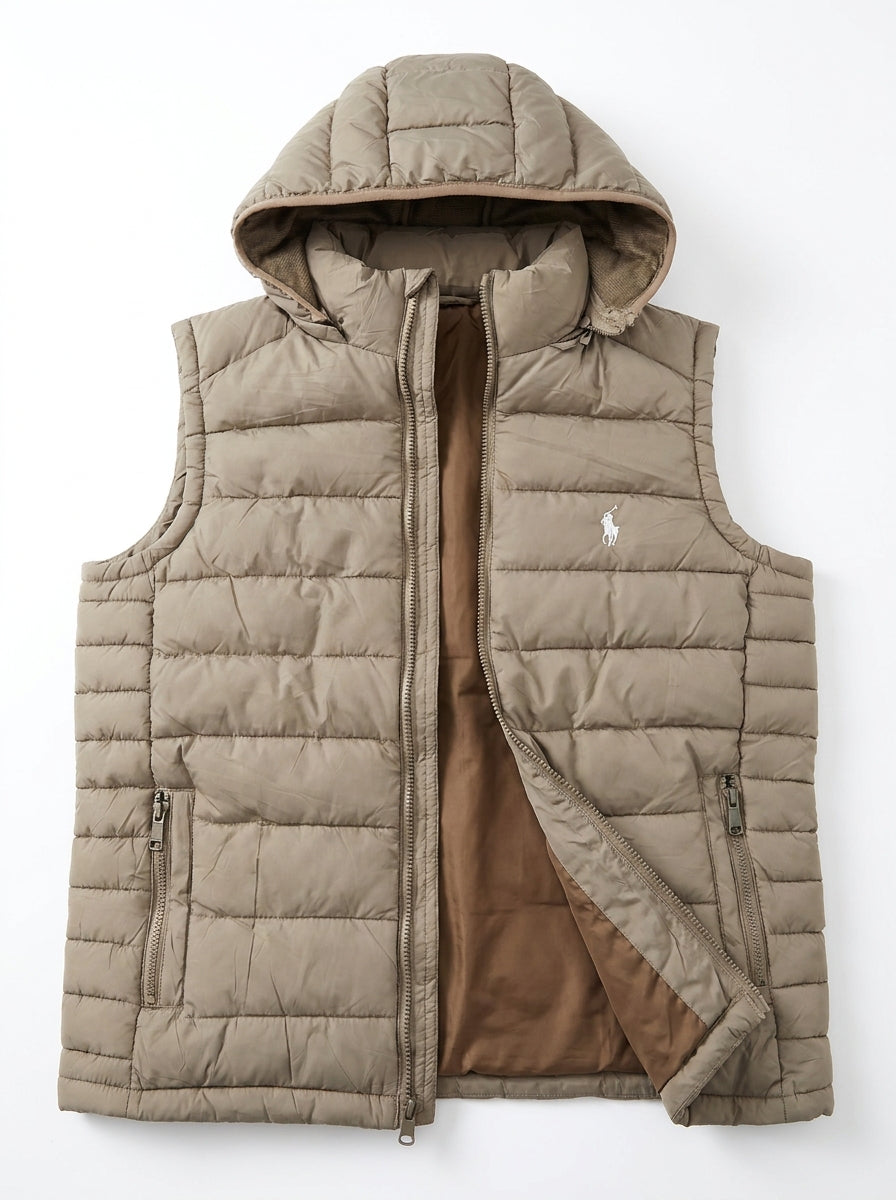 Colete RL Puffer City Heat - Bege Acinzentado