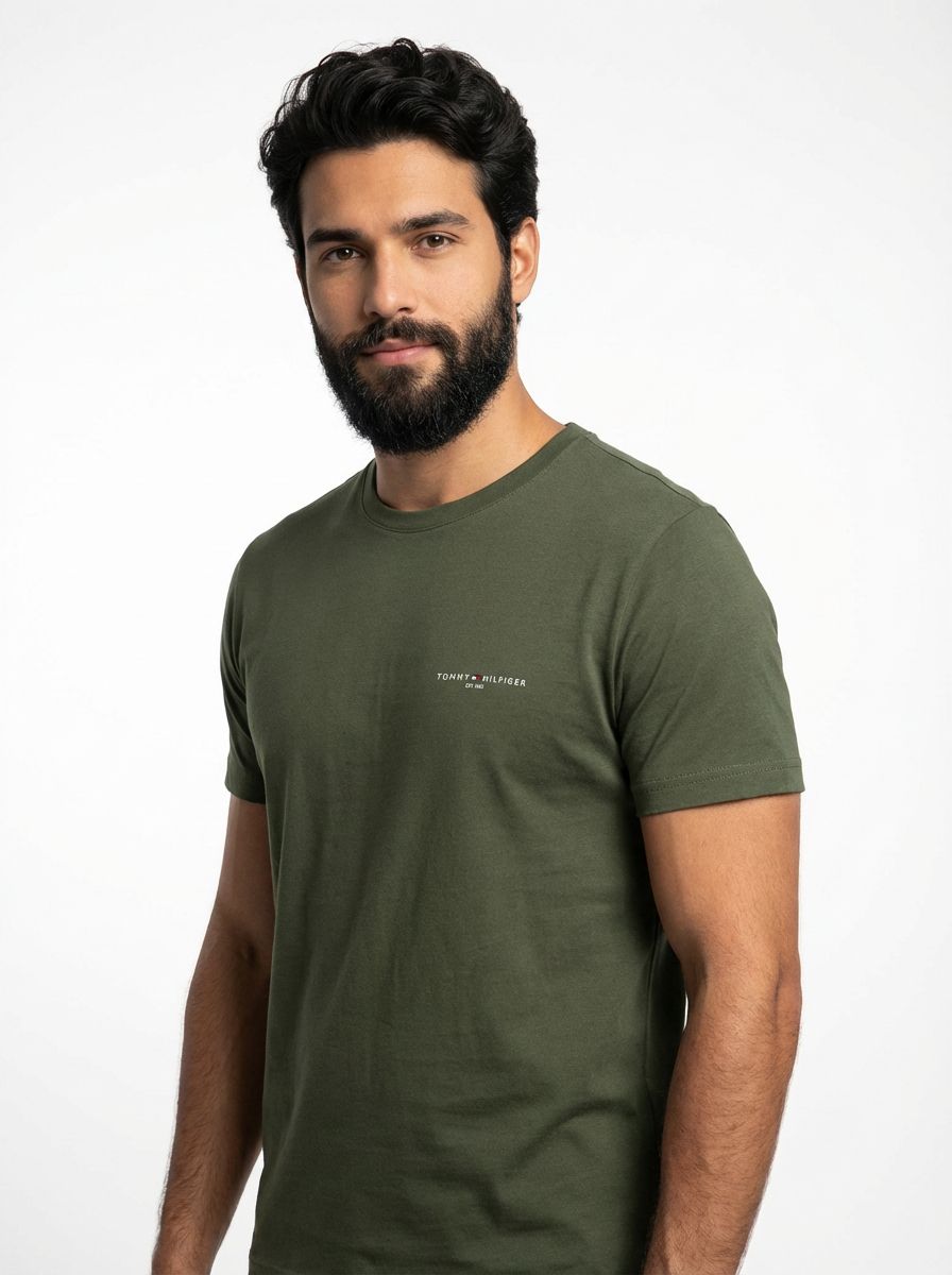 Camiseta TH Side Logo Flag Est. 1985 - Verde Musgo