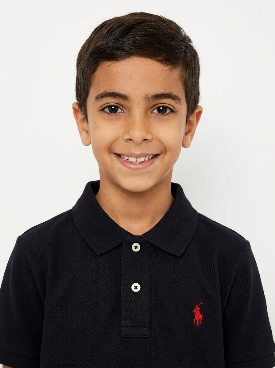 Camisa Gola Polo Infantil RL - Preta Small Pony Vermelho