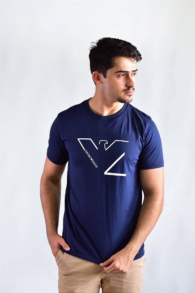Camiseta Emporio Armani Basic Eagle - Azul Marinho