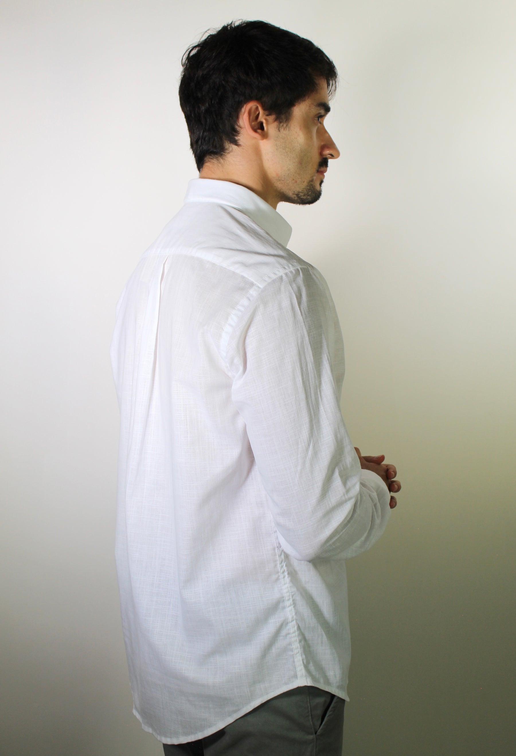 Camisa RL Manga Longa Linho - Branca Small Pony Dourado